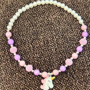 Pink and Purple Unicorn Beaded Necklace